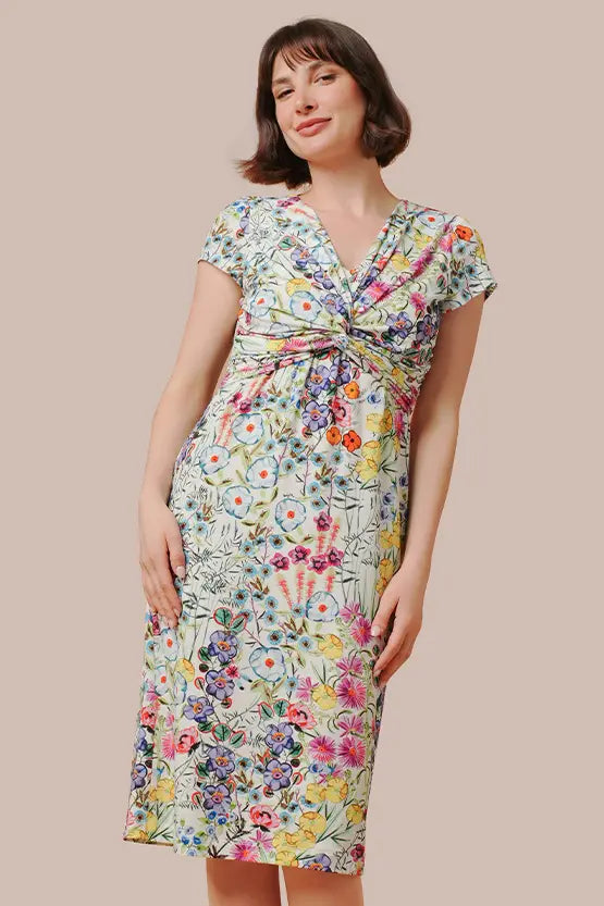 【ストレッチジャージー】ひざ下丈ツイストワンピース