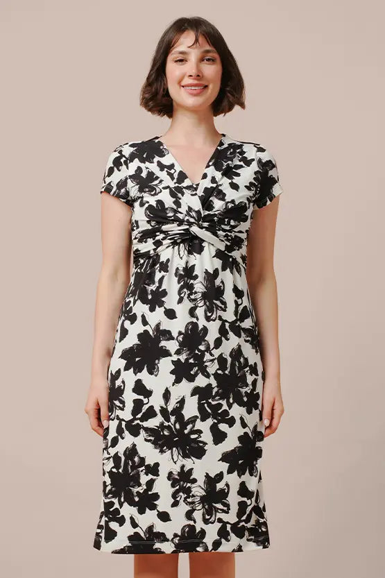 【ストレッチジャージー】ひざ下丈ツイストワンピース