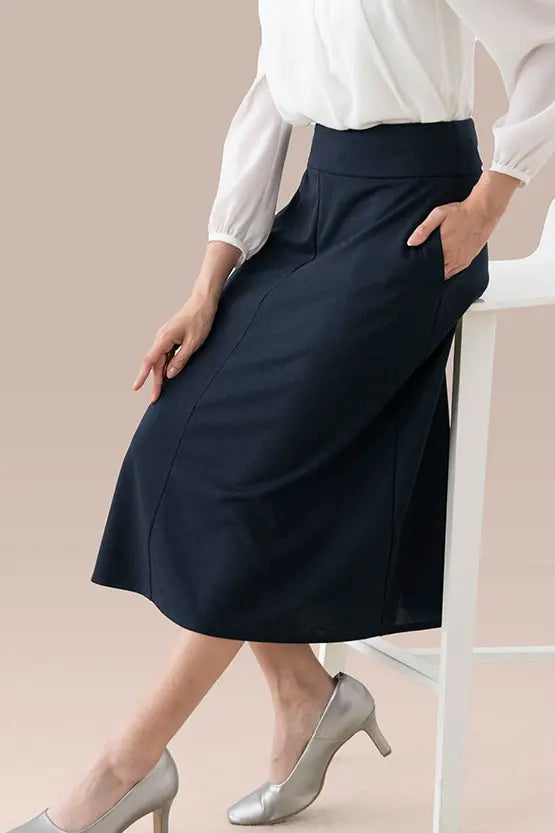 Double Jersey: Mid-Calf A-Line Skirt