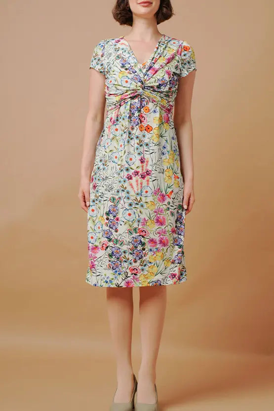 【ストレッチジャージー】ひざ下丈ツイストワンピース