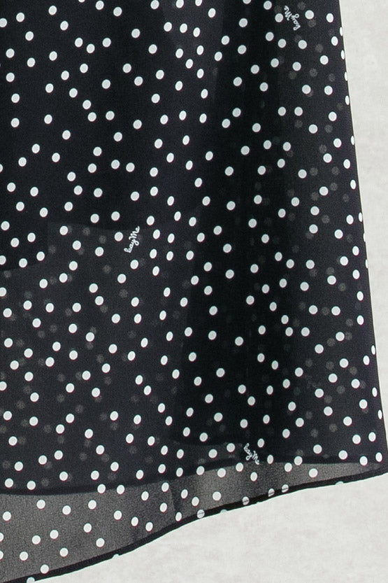 【ストレッチシフォン】 ネイビータイニードット シフォンカシュクールロング
