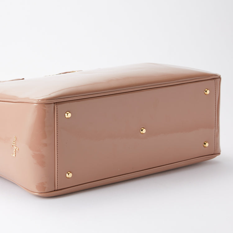 ピンクベージュヴィーガンエナメル エアリートート