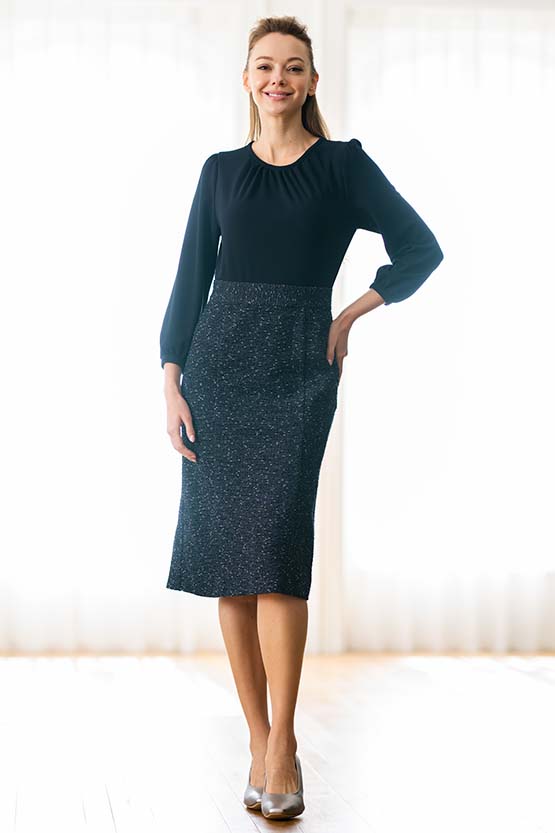Navy Docking Tweed Dress