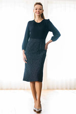 Navy Docking Tweed Dress
