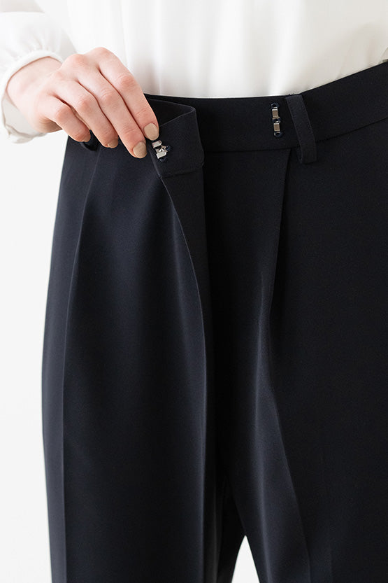 Black Wrap Tuck Trousers