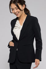 Navy Shawl Collar Long Jacket