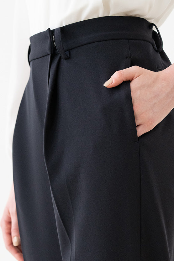 Black Wrap Tuck Trousers