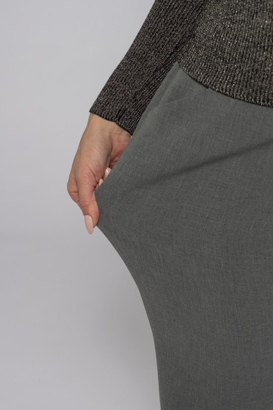 グレー 杢調ストレッチセンタープレスパンツ