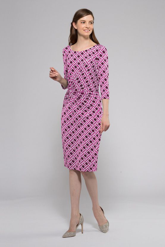 Candy Pink Karo Double Twist Dress