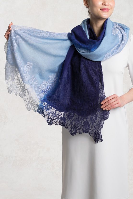 Powder Blue Lace Gradation Scarf