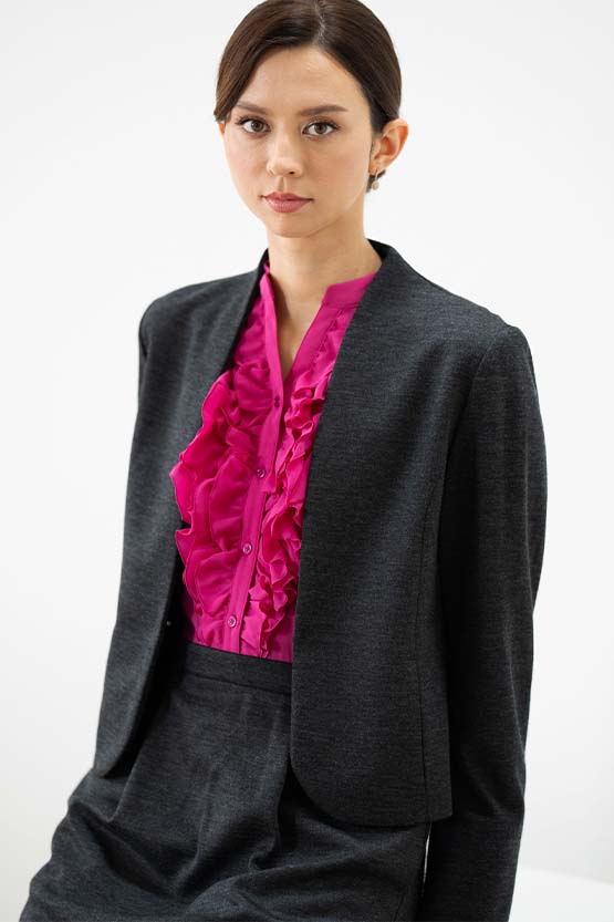 Charcoal Gray Collarless Jacket