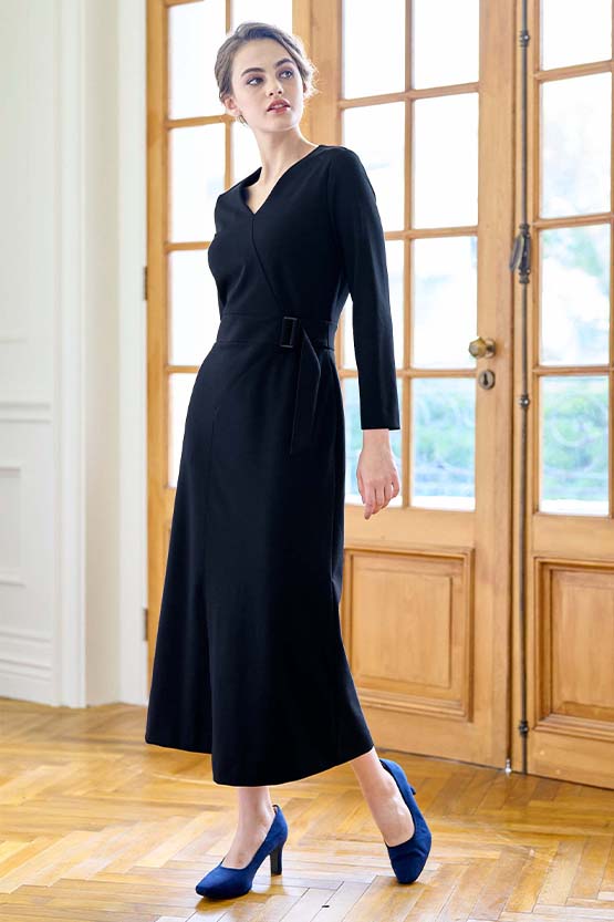 Double Jersey: Long Belted Dress