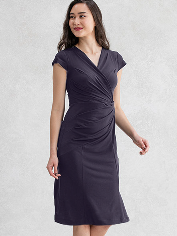 Navy Blue Gather Dress