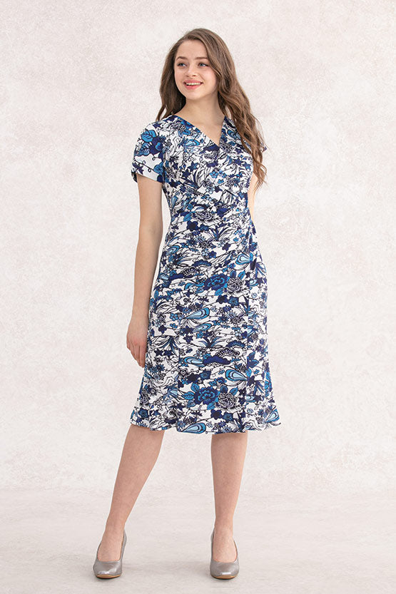 Azure Ryukyu-bingata Gather Dress