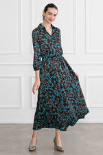 【ロング丈】 チョコミントリーフ 衿付きカシュクールロング