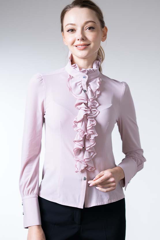 ライラック フリルブラウス