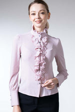 ライラック フリルブラウス