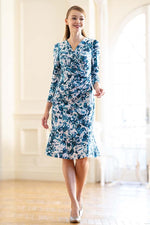Blue Nuance Flower Gather Dress