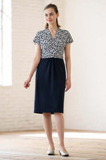 White Playing Card Geo x Navy Docking Shell Dress