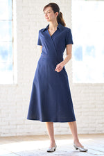 Indigo Blue Stretch Denim Shirt Dress