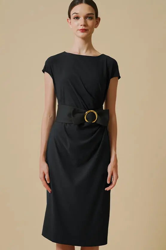 Cotton Blend Sash T-Shirt Dress