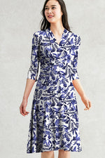 Blue Goldfish Midi Cache-coeur Dress
