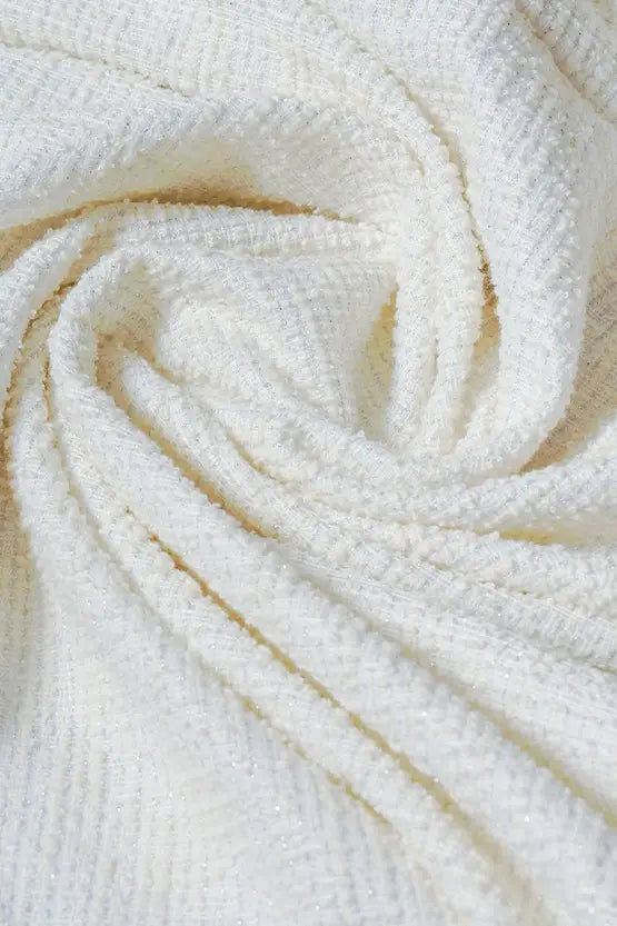 【ラメツイード】ノーカラーショート丈ジャケット