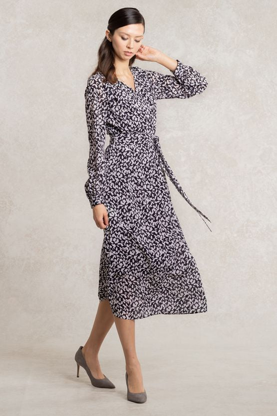【ストレッチシフォン】 ホワイトジオ シフォンロングワンピース
