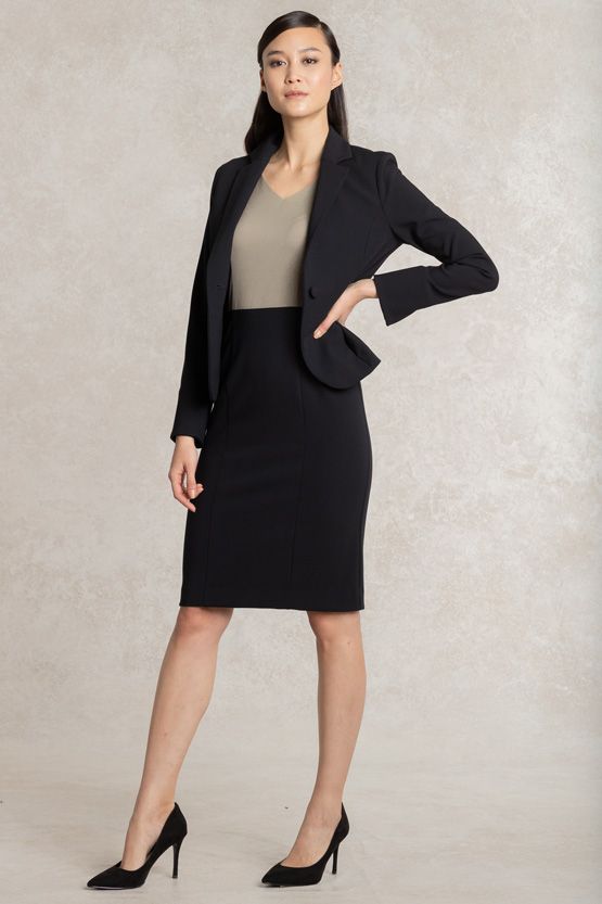 Khaki x Black V-neck I-line Docking Dress