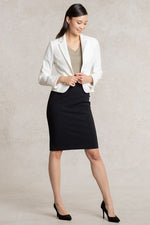 Khaki x Black V-neck I-line Docking Dress