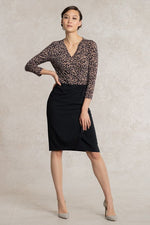Caramel Geo x Navy Asymmetry Dress