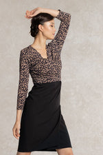 Caramel Geo x Navy Asymmetry Dress