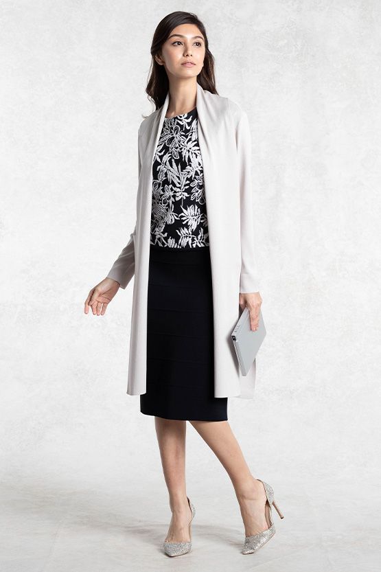 ミストグレー 金沢産カーディガンサイドスリット