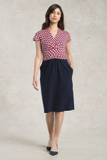 Red Tricolore x Navy Docking Shell Dress