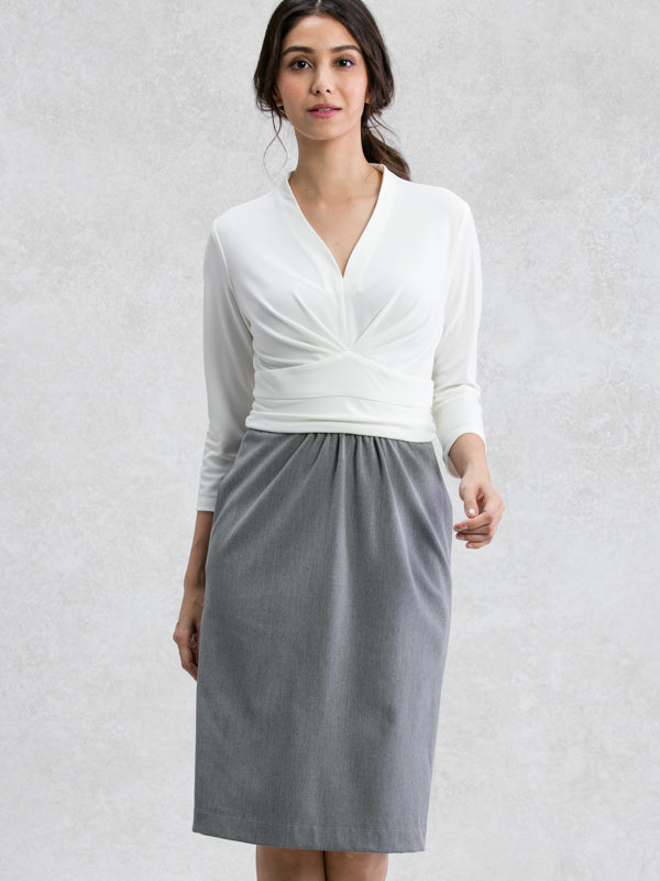 White × Gray Docking Shell Dress