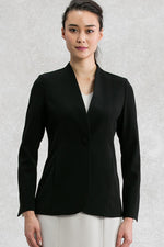 【Set-up】Black Long Collarless Jacket
