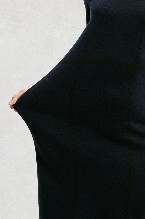 【洗えるニット】ネイビー ラインニットワンピース