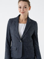 Stretch Jacquard:Navy Ocean Four-Pocket Tailored Jacket
