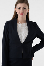 Cooling Suit Navy Front Hook Collarless Jacket