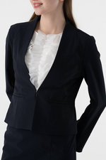 Cooling Suit Navy Front Hook Collarless Jacket