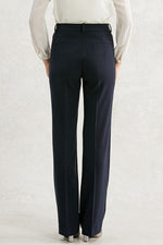 All-Season Material: Smart Stretch Dark Navy Straight Trousers