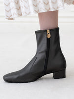 Fluffy Black Vegan Leather Flat Boots
