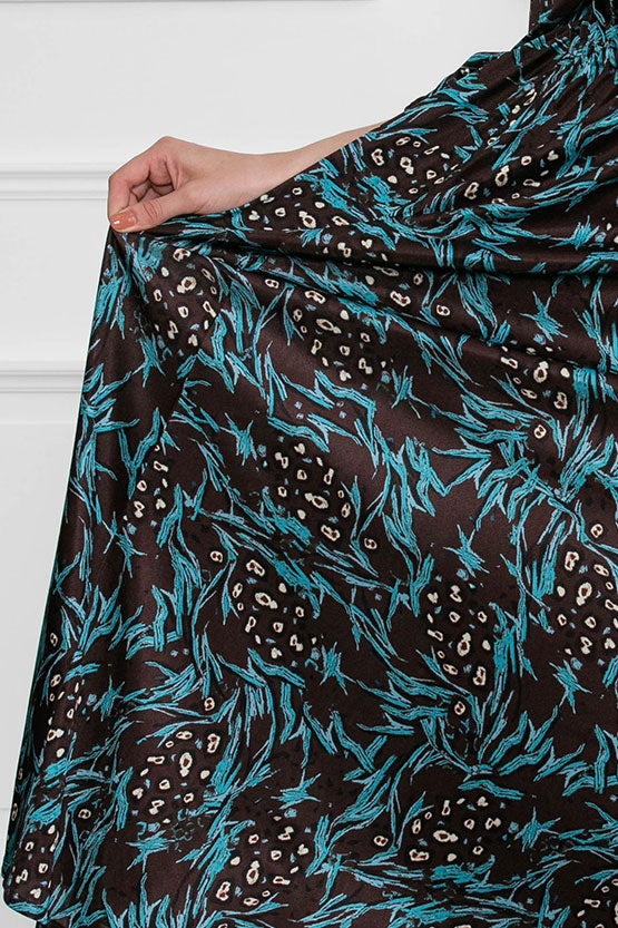 【ロング丈】 チョコミントリーフ 衿付きカシュクールロング