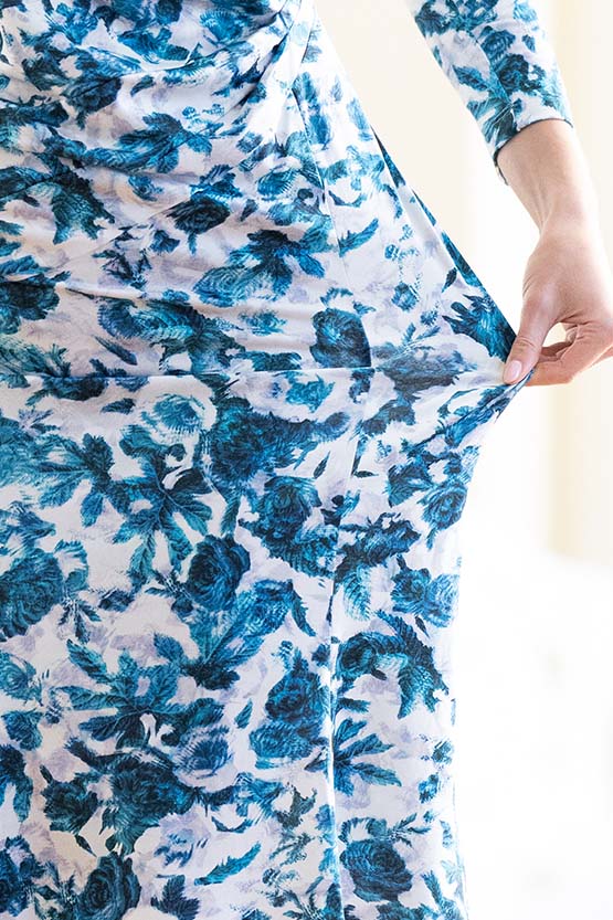 Blue Nuance Flower Gather Dress