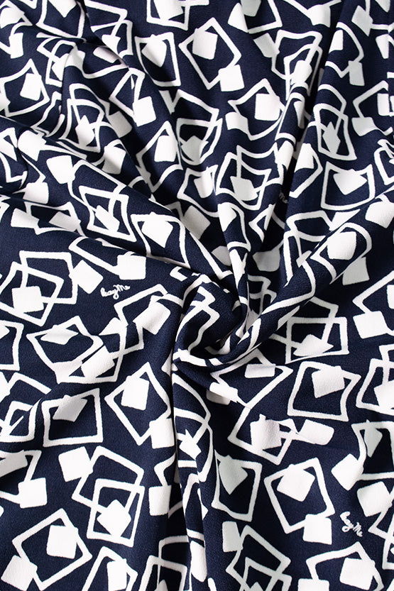 Navy Playing Card Geo Long Marilyn Dress