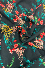 Stretch Chiffon:Black Garden Mermaid Dress With Tie