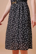 【ストレッチシフォン】モノトーンラージドット ドラマチックワンピース