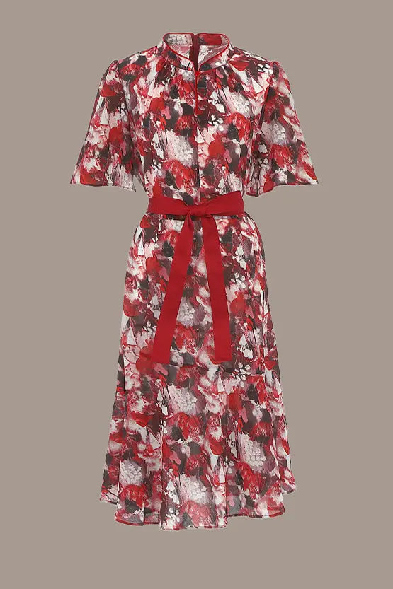 【ストレッチシフォン】Passion(情熱) マンダリンマーメイドワンピース