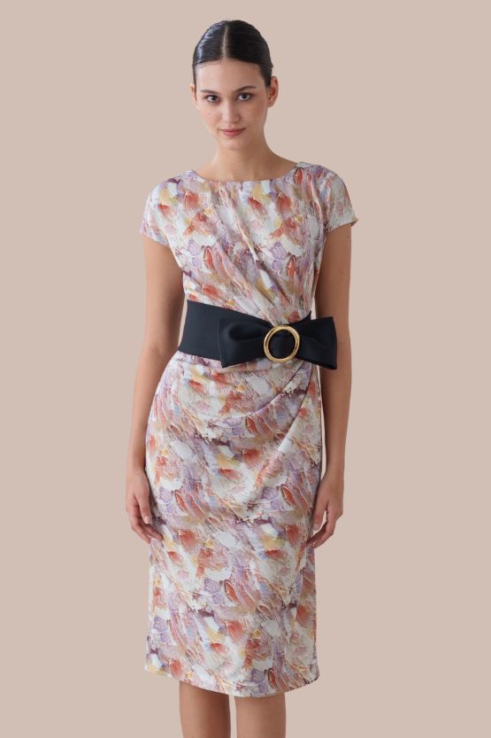 【ストレッチポンチ】Womanhood(包容) サッシュ付きTドレス