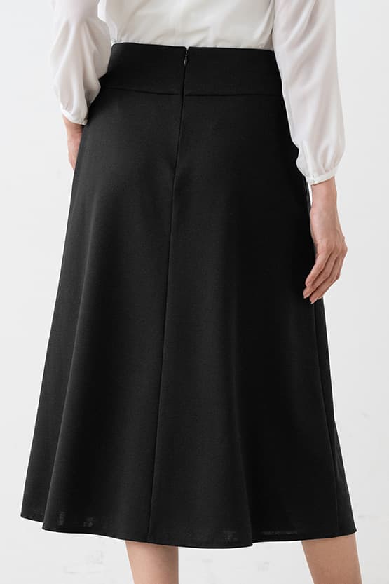 【通年素材】スマートストレッチ ミモレ丈Aラインスカート